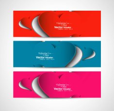 Creative Valentine's Day design colorful header set vector illustration