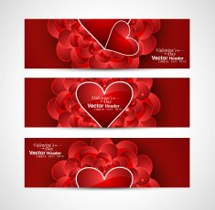 Valentine's Day design red header card background vector illustration