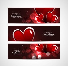 Valentines day bright colorful header vector white background