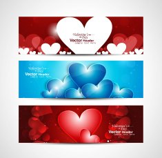 Valentine's Day colorful Set of shiny banners and header vector