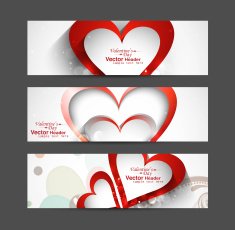 Valentine's Day Set of cute red heart vector header design