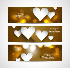 Valentine's Day Set of stylish bright colorful header hearts vector