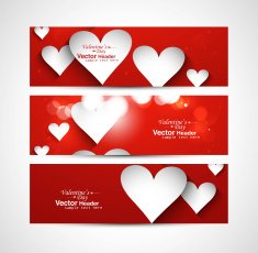 Beautiful Valentine's Day red colorful three header vector design