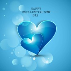 Valentines day blue heart greeting card colorful background vector