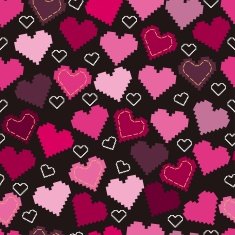 Seamless pattern with hearts and embroidery