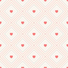 Geometric seamless pattern with rhombus and hearts