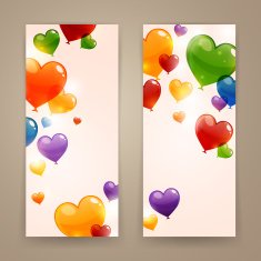 Vector Banners with Heart Balloons