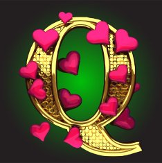 Golden Figure with Hearts q