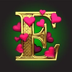 Golden Figure with Hearts e