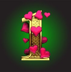 Golden Figure with Hearts 1