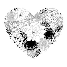 black heart with floral ornament