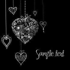 Black and White Valentine Heart shapes