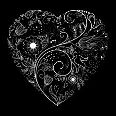 Black and White Valentine Heart N2