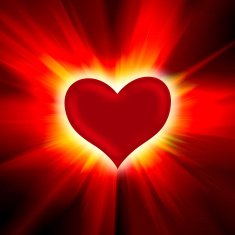 red heart with rays on a black N2