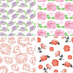 Roses seamless pattern set