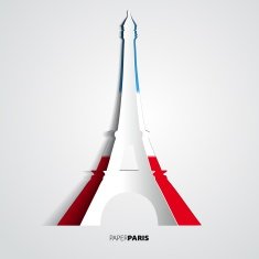 Paper Eiffel Tower card - Vector Illustration