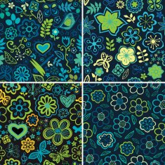 Set of four colorful floral patterns N4
