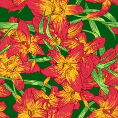 Seamless colorful pattern with lilies