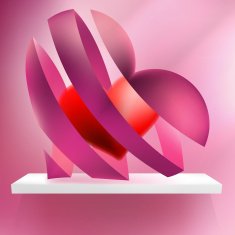 Ribbon red hearts with light EPS10 N2