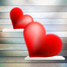 Romantic background with hearts on wood shelf N7