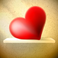 Empty shelf with red heart
