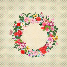 Round frame of beautiful flowers for your design