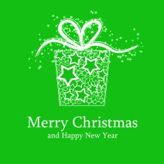 Christmas card with gift box made of stars