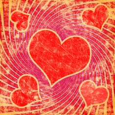 red seamless pattern with grunge heart N2