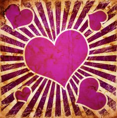 red seamless pattern with grunge hearts N2