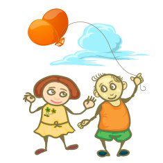 children holding balloon isolated on white N2