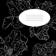 Black floral card vector illustration
