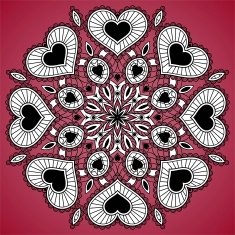 Ornamental round lace pattern from hearts