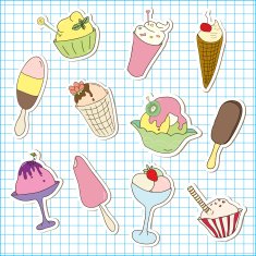 Ice cream stickers vector illustration