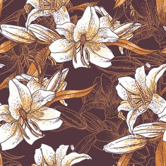 Beautiful seamless pattern with lilies