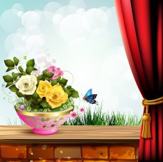 Flowerpot with roses
