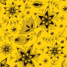 Yellow floral seamless pattern