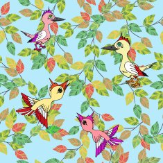 Little birds sing songs Seamless texture N2