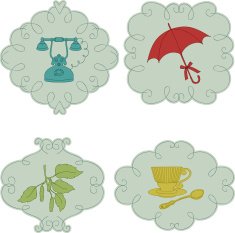 Four isolated retro stickers
