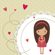 Romantic card with little girl N2