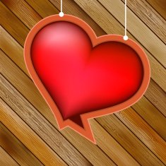 Glow heart on wood background EPS8 N3