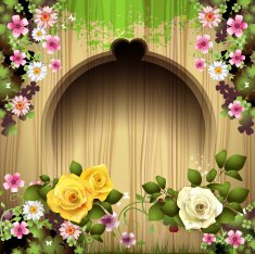 Carved wood with roses