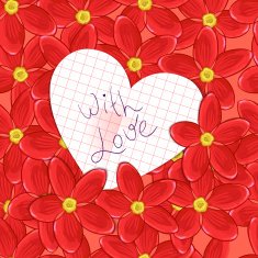 flowers and valentine card