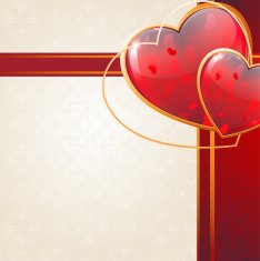 Valentine's Day card with sparkling hearts and ribbon
