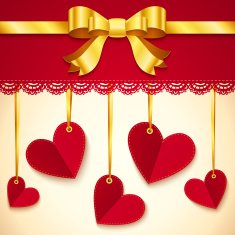 Valentine's day greeting card with hearts and bow