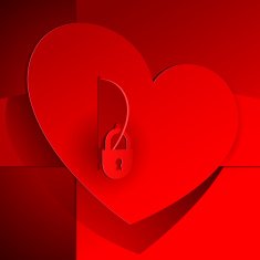 Red Heart Closed on the lock Valentines Day Card