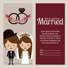 Wedding design over beige background vector illustration