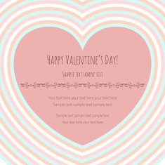 Valentine's card with big pink heart striped