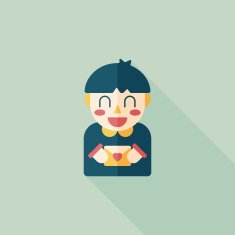 Valentine's day boy flat icon with long shadow eps10 N20