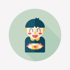 Valentine's day boy flat icon with long shadow eps10 N22