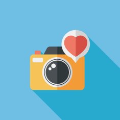 Valentine's Day photo camera flat icon with long shadow eps10 N18